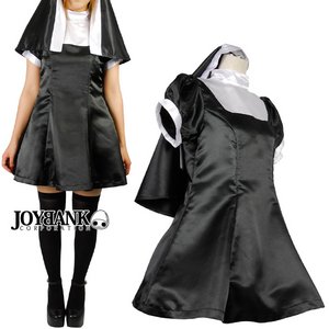 《大きいサイズ》サテン地ミニ丈シスターワンピース【修道女/ハロウィン/クリスマス/イベント/仮装/パーティ/コスプレ/コスチューム/衣装】04000310 3Lサイズ