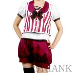 《大きいサイズ》アンティークボーイ風ストライプセットアップ【ハロウィン/クリスマス/イベント/パーティ/仮装/マーチング/舞台衣装/コスプレ/コスチューム/ロリータ/衣装】04000272 クリムゾン 5Lサイズ