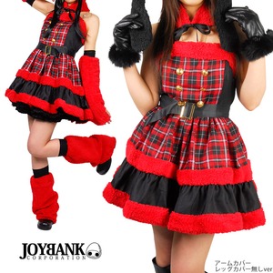 アイドルサンタ☆ボア付きチェック柄ワンピースセット【コスプレ/コスチューム/クリスマス/イベント/パーティ/仮装/メイド服/衣装】01000631 レッドボアMサイズ 