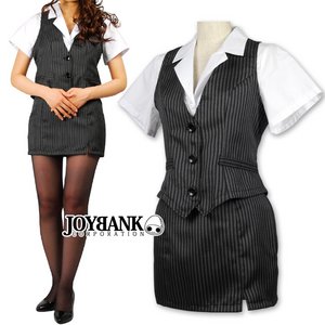 《大きいサイズ》グレーストライプのOL服コスチューム★オフィスレディ【職業/コスプレ/コスチューム/制服/衣装】04000335-5L