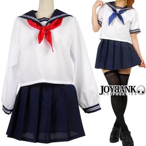 《廉価版》王道の女子高生セーラー服♪ スカーフ2色入り【コスプレ/コスチューム/制服/衣装】01010060 Mサイズ 半袖