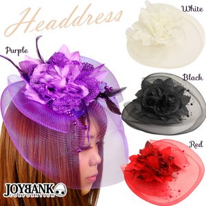 ハードチュールゴージャスヘッドドレス【ハロウィン/クリスマス/イベント/パーティ/仮装/コスプレ/フラワー/フェザー/カクテル/ヘッドドレス/ヘアアクセサリー/アイテム】KM-526 レッド