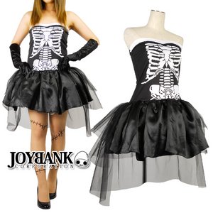 スカルレディのコスチュームドレス【骸骨/ハロウィン/イベント/仮装/コスプレ/コスチューム/衣装】01000701