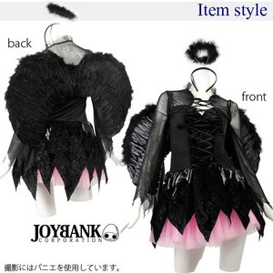 漆黒の堕天使コスチュームセット【ハロウィン/仮装/エンジェル/イベント/コスプレ/コスチューム/衣装】01000709