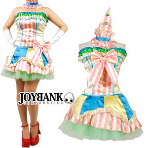 ソフトカラーピエロ★パステル道化師コスチューム【ハロウィン/クリスマス/パーティ/イベント/仮装/道化師/サーカス/コスプレ/コスチューム/衣装】01000707