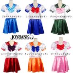 サテンセーラー服 コスチューム【ハロウィン/クリスマス/イベント/パーティ/仮装/セーラー戦士/コスプレ/コスチューム/制服/学生服/半袖/衣装】01010052Mサイズ コバルト