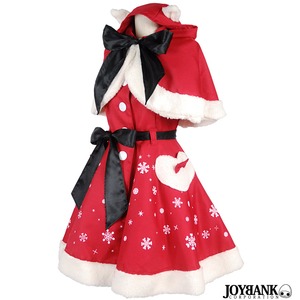 雪の結晶☆猫耳サンタワンピース＆ケープセット【コスプレ/コスチューム/クリスマス/イベント/パーティ/仮装/サンタコスチューム/衣装】01000716 Lサイズ 