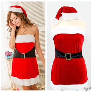 大きいサイズ☆肩を露わに…ゴージャスサンタと一夜を♪ベアトップサンタコスプレ☆ KS88677L-3L