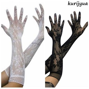 大きいサイズ☆レース柄グローブ☆パーティやコスプレに最適☆【コスプレ/コスチューム/イベント/パーティ/衣装/アイテム小物】KS1029 ブラック