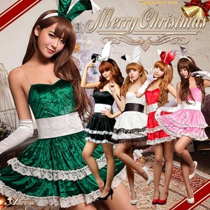 【クリスマスコスプレ】クリスマス☆サンタクロースコスプレセット/クリスマス/制服/サンタ衣装/コスプレ/コスチューム/バニーガール/衣装/s006 グリーン