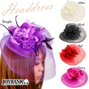 ハードチュールゴージャスヘッドドレス【ハロウィン/クリスマス/イベント/パーティ/仮装/コスプレ/フラワー/フェザー/カクテル/ヘッドドレス/ヘアアクセサリー/アイテム】KM-526 チェリー