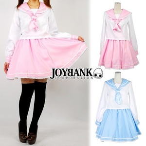 爽やか2color☆お花レースのパステルセーラー服【コスプレ/コスチューム/制服/衣装】01010047 Lサイズ ピンク
