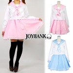 《大きいサイズ》爽やか2color☆お花レースのパステルセーラー服【コスプレ/コスチューム/制服/衣装】04000314-5Lサイズ ピンク
