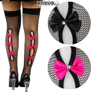 バックトリプルリボンSEXYニーハイ網タイツ2点【ハロウィン/クリスマス/イベント/パーティ/仮装/コスプレ/小物/オーバーニー/ニーハイ丈/サイハイ/タイツ】TS013 チェリー