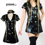 エナメル風ブラックポリスコスチューム【警察/職業制服/ハロウィン/仮装/イベント/コスプレ/コスチューム/衣装】01000732