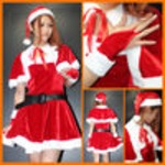 高品質◆ケープ付きサンタドレス　５点ＳＥＴ/クリスマス/サンタ/コスチューム/コスプレ/イベント/パーティ