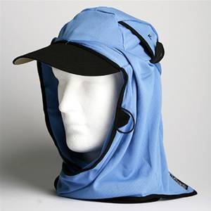 日焼け防止・UVカットする帽子、紫外線保護指数UPF50+【フリルネックU.T.E.　ポリエステルマイクロメッシュ】(スカイブルー)
