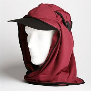 日焼け防止・UVカットする帽子、紫外線保護指数UPF50+【フリルネックU.T.E.　ポリエステルマイクロメッシュ】(えび茶色)