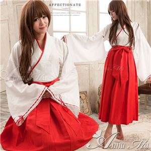 コスプレ コスチューム 巫女 和服 ロング 着物 和服 花魁 おいらん アニメ 衣装 コス ミニスカ z1514 赤 白黒