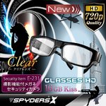 【防犯用】【超小型カメラ】【小型ビデオカメラ】 メガネ型 スパイカメラ スパイダーズX （E-231) クリアレンズ 720P センターレンズ 16GB内蔵