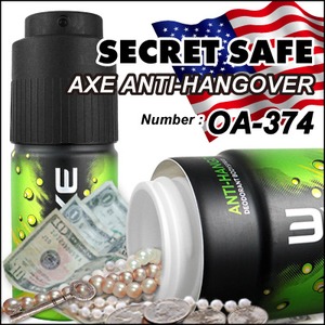 【隠し金庫】 スプレー缶型 セーフティボックス 『SECRET SAFE シークレットセーフ』(OA-374) AXE Body Spray ANTI-HANGOVER アメリカン雑貨 米国直輸入 貴重品の保管 収納 タンス貯金 へそくり 防犯 スパイグッズ