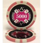 Ｑｕａｔｔｒｏ　Ａｓｓｉ（クアトロ・アッシー）ポーカーチップ（5000）　桃　＜２５枚セット＞