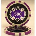 ＱｕａｔｔｒｏＡｓｓｉ（クアトロアッシー）ポーカーチップ（500）青紫＜２５枚セット＞