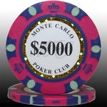 MONTECARLO モンテカルロ・ポーカーチップ＜5000＞桃 ２５枚セット