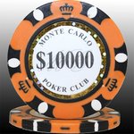 MONTECARLO モンテカルロ・ポーカーチップ＜10000＞橙 ２５枚セット