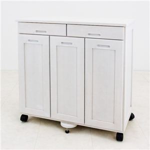 ダストBOX(ゴミ箱/ダストボックス) 【3分別/16L×3個】 木製(天然木) 幅69cm ペール容器/キャスター付き ホワイト(白)