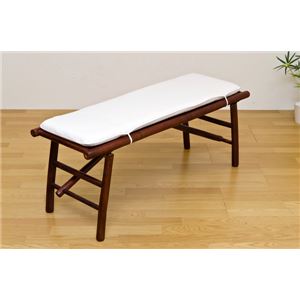 バンブー折りたたみベンチ 幅117cm 木製 クッション/洗えるカバー付き アジアン調 【完成品】