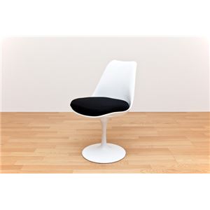 ダイニングチェア (Tulip Chair/チューリップチェア) 高さ79cm ABS樹脂シート/布張り WH＆BK(本体白/クッション黒) 