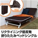 14段階リクライニング折りたたみベッド【シングルサイズ】 洗えるカバー/キャスター付き 低反発マットレス