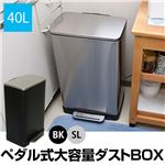 ダストBOX(ふた付きゴミ箱/ダストボックス) 【40L】 ステンレススチール製 ペダル式/大容量 シルバー (銀)