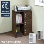 扉付きマルチラック(カラーボックス) 幅60cm×奥行31.5cm×高さ87cm マグネット/取っ手付き ホワイト(白)