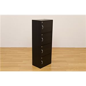 鍵付きラック(鍵付きカラーボックス/ロッカー) 【4段】 幅42cm×奥行29cm ウォールナット
