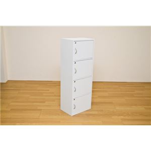 鍵付きラック(鍵付きカラーボックス/ロッカー) 【4段】 幅42cm×奥行29cm ホワイト(白)