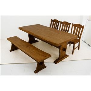 浮造りダイニングベンチ(ベンチ単品) 【幅165cm】 木製(松/パイン) 木目調 アジャスター付き