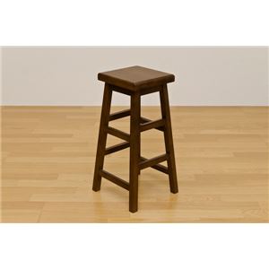 木製バースツール 【1脚】 高さ60cm 天然木/木目調 ダークブラウン 【完成品】