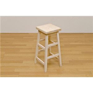 木製バースツール 【1脚】 高さ60cm 天然木/木目調 ホワイト(白) 【完成品】