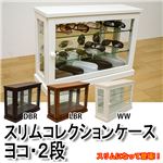 スリムコレクションケース 【ヨコ/2段】 木製(天然木)/ガラス 幅60cm×奥行21.5cm ホワイト(白)
