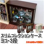 スリムコレクションケース 【ヨコ/3段】 木製(天然木)/ガラス 幅60cm×奥行21.5cm ホワイト(白)