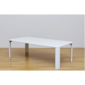 伸長式折りたたみローテーブル/継脚フォールディングテーブル 【120cm×60cm】 ホワイト(白)