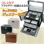 ジュエリーボックス/ジュエリーケース (BESTA) 合成皮革/ミラー 幅27cm 鍵/収納ポーチ付き ブラウン