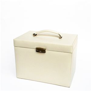 ジュエリーボックス/ジュエリーケース (BESTA) 合成皮革/ミラー 幅27cm 鍵/収納ポーチ付き ホワイト(白)