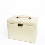 ジュエリーボックス/ジュエリーケース (BESTA) 合成皮革/ミラー 幅27cm 鍵/収納ポーチ付き ホワイト(白)
