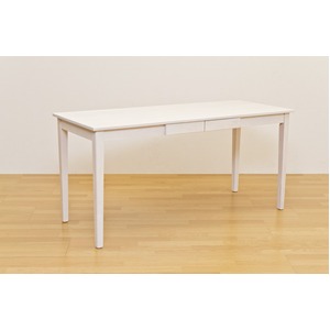 木製テーブル 【150cm×60cm】 引出し2杯付き ホワイトウォッシュ 〔リビング/ダイニング/作業台〕