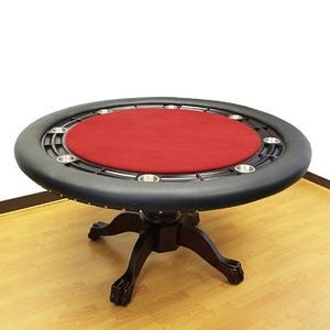 ROUND（ラウンド）ポーカーテーブルII　-レッド (ダイニグカバー付き）