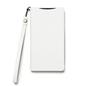 【Xperia Z2】Zenus Prestige Minimal Diary （プレステージミニマルダイアリー） サフィアーノ革 ボタンなし スタンド機能付 ストラップ付（white）