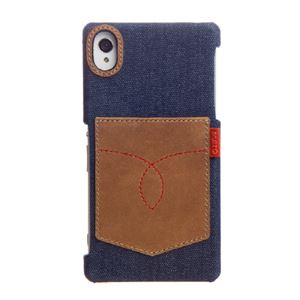 【Xperia Z2】Zenus Denim Vintage Pocket Bar （デニムビンテージポケットバー） 本革 デニムカード ポケット付（Pocket Bar）